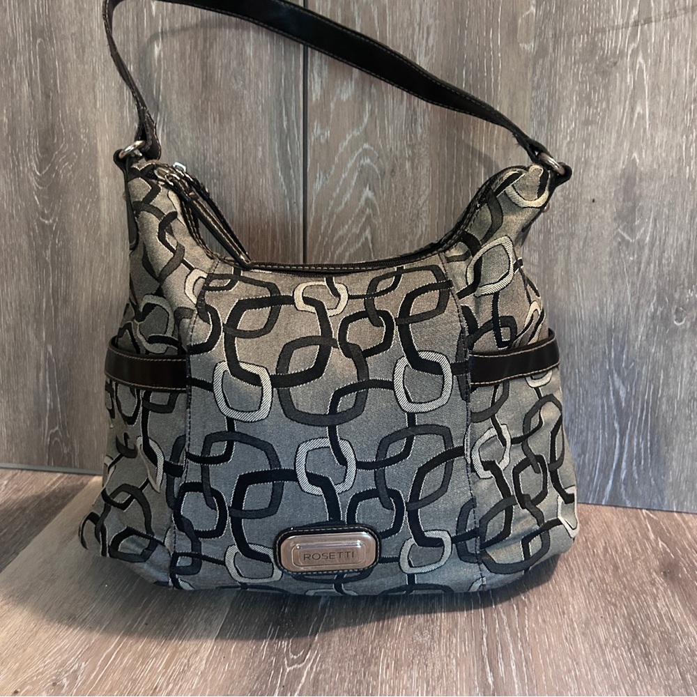 Rosetti Chain Patterned Bag in Black and Gray